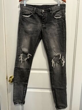 MNML Black Distressed Men's Skinny Jeans